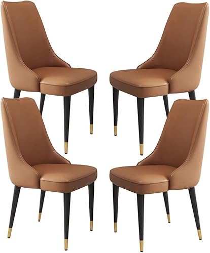 Generisch Esszimmerstühle, 4er-Set, Mikrofaser-Leder, Küchentisch-Seitenstühle, Arbeitszimmer-Loungesessel, stabile Beine aus Kohlenstoffstahl(Light Coffee,Golden Leg) von Generisch