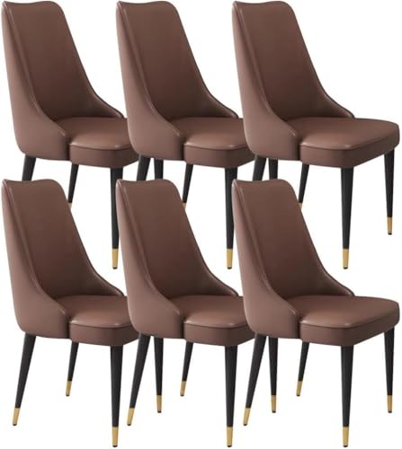 Generisch Esszimmerstühle, 6er-Set, Mikrofaser-Leder, Wohnzimmer-Lounge-Thekenstühle, stabile Metallbeine aus Kohlenstoffstahl(Coffee) von Generisch