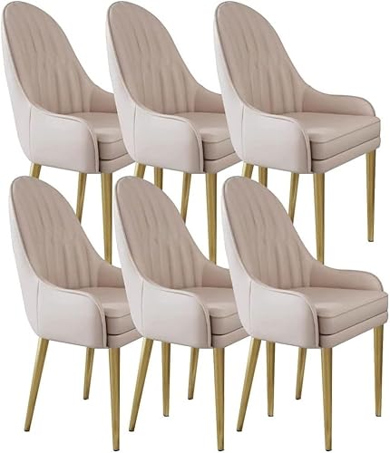 Generisch Esszimmerstühle, 6er-Set, Mikrofaser-Leder, Wohnzimmer-Lounge-Thekenstühle, stabile Metallbeine aus Kohlenstoffstahl(Khaki) von Generisch