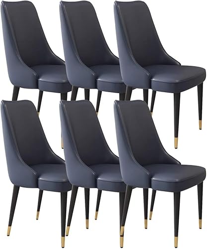 Generisch Esszimmerstühle, 6er-Set, Mikrofaser-Leder, Wohnzimmer-Lounge-Thekenstühle, stabile Metallbeine aus Kohlenstoffstahl(Royal Blue) von Generisch