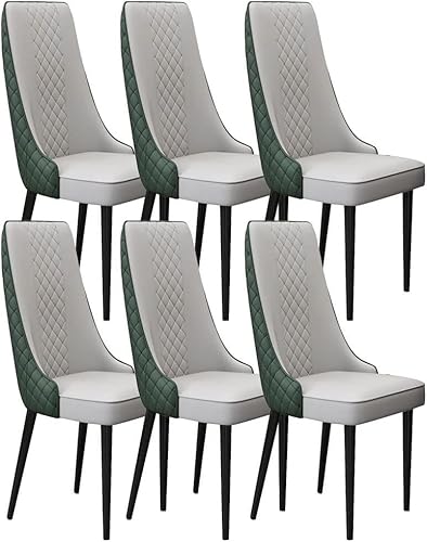 Generisch Esszimmerstühle, 6er-Set, Tisch-/Seitenstühle aus Mikrofaserleder, stabile Metallbeine aus Kohlenstoffstahl(Light Grey+Dark Green) von Generisch