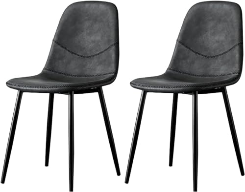 Esszimmerstühle 2er-Set, Esszimmer-/Küchenstühle, bequemer Stuhl mit gepolsterter Rückenlehne, Sitzkissen mit Pu-Lederbezug(A) von Generisch