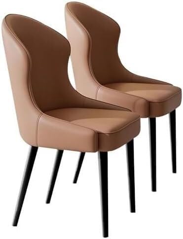 Generisch Esszimmerstühle 2er-Set, Küchenstuhl aus PU-Leder, Mid Century-Beistellstuhl mit Metallbein, Gästestuhl(Brown) von Generisch