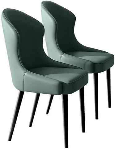 Generisch Esszimmerstühle 2er-Set, Küchenstuhl aus PU-Leder, Mid Century-Beistellstuhl mit Metallbein, Gästestuhl(Green) von Generisch