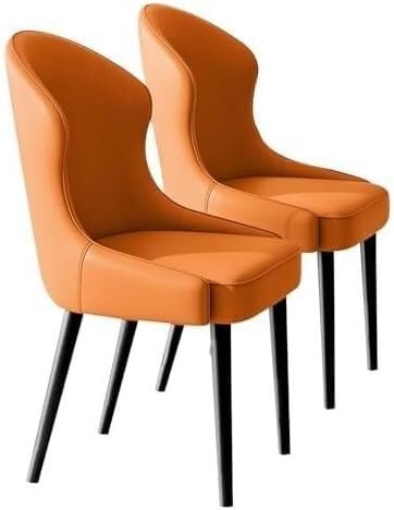 Generisch Esszimmerstühle 2er-Set, Küchenstuhl aus PU-Leder, Mid Century-Beistellstuhl mit Metallbein, Gästestuhl(Orange) von Generisch