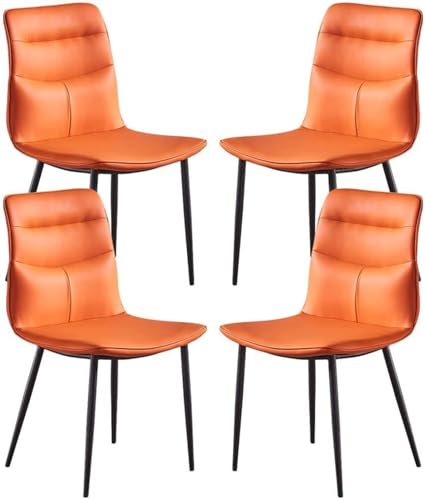Generisch Esszimmerstühle 4er-Set, Mikrofaser-Leder, for Küche, Schlafzimmer, Zimmer, Balkon, Sofa, Stuhl, Beine aus Kohlenstoffstahl(Dark Orange) von Generisch