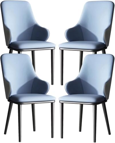 Generisch Esszimmerstühle 4er-Set Kunstleder Schlafzimmer Zimmer Balkon Sofa Stuhl Carbon Stahlbein(Blue) von Generisch