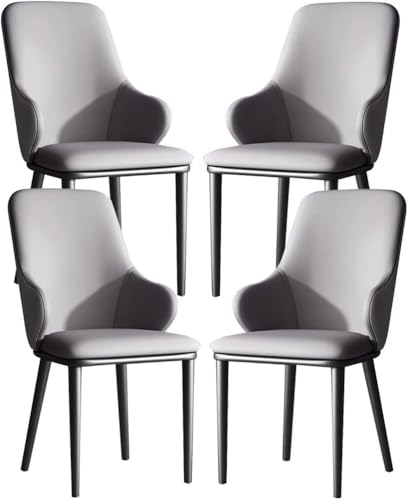 Generisch Esszimmerstühle 4er-Set Kunstleder Schlafzimmer Zimmer Balkon Sofa Stuhl Carbon Stahlbein(Light Grey) von Generisch