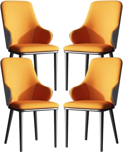 Generisch Esszimmerstühle 4er-Set Kunstleder Schlafzimmer Zimmer Balkon Sofa Stuhl Carbon Stahlbein(Orange) von Generisch
