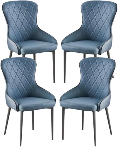 Generisch Esszimmerstühle 4er Set Technostoff Küchenstühle Stahl Metallbeine(Blue+Dark Blue) von Generisch