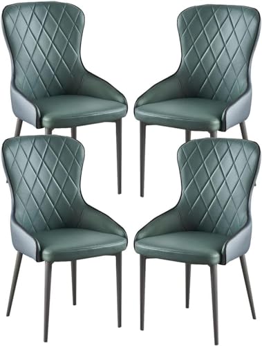 Generisch Esszimmerstühle 4er Set Technostoff Küchenstühle Stahl Metallbeine(Green+Dark Blue) von Generisch