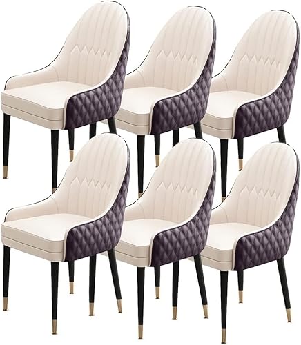 Generisch Esszimmerstühle 6er-Set Holzbeine Moderne Akzent-Sessel mit Armlehnen Mikrofaser-Leder Weich(F) von Generisch