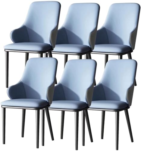 Generisch Esszimmerstühle 6er-Set Kunstleder Küche Schlafzimmer Zimmer Balkon Sofa Stuhl Carbon Stahlbein(Blue) von Generisch