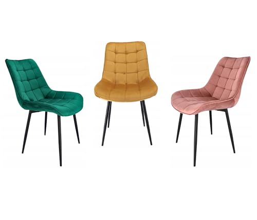 Generisch Esszimmerstühle Wohnzimmerstuhl Samtsitz Metallbeine Sessel Sitzfläche 3 Farben (Rosa) von Generisch