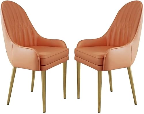 Generisch Esszimmerstühle aus Mikrofaserleder, 2er-Set, for Küche, Wohnzimmer, Lounge, Thekenstühle, stabile Metallbeine aus Kohlenstoffstahl(Orange) von Generisch