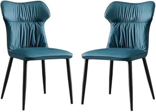Generisch Esszimmerstühle aus PU-Leder for die Küche, 2er-Set, for Küche, Wohnzimmer, Lounge, Thekenstühle, Beine aus Kohlenstoffstahl, Haushalts-Schreibtischstuhl(Blue-Green) von Generisch