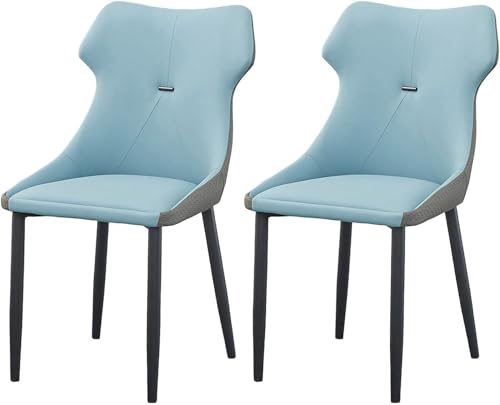 Generisch Esszimmerstühle for die Küche aus PU-Leder, 2er-Set, modern gepolsterte Esszimmerstühle mit Metallbeinen for das Café zu Hause(Light Blue) von Generisch