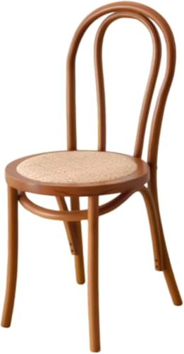 Generisch Esszimmerstuhl, Küchen Esszimmerstuhl mit Rückenlehne und Holzbein, Vintage Massivholz Rattanstuhl Armloser Stuhl für Wohnzimmer, Schlafzimmer, Büro, Hotels, Geschäft (Rattan seat, C) von Generisch