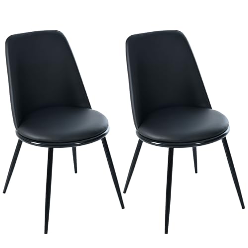Generisch Esszimmerstuhl (2 STS), Runde Sitzlehne, Sitzfläche Aus Samt Gestell Aus Metall,Küchenstuhl, Polsterstuhl Mit Rückenlehne Für Wohnzimmer,Schwarz Metallbeine,Tragfähigkeit 150Kg,Schwarz von Generisch