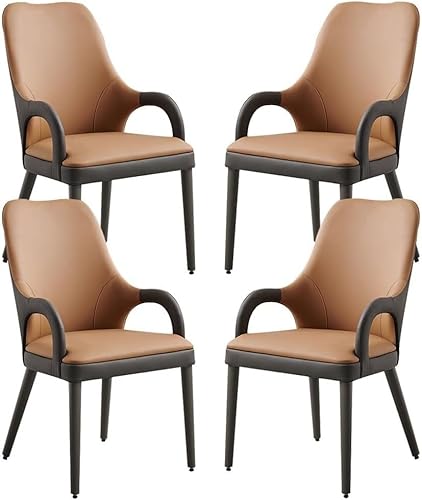 Generisch Esszimmerstuhl 4er-Set Mikrofaser-Leder Küchensessel Holzbeine Wohnzimmer Lounge Theke Bürostühle(Orange) von Generisch