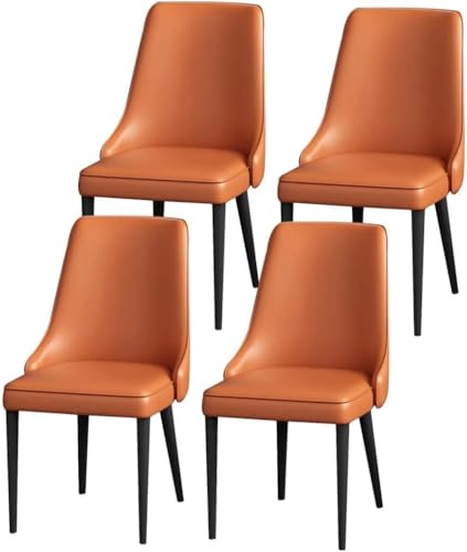 Generisch Esszimmerstuhl-Set mit 4 Stühlen aus Napa-Leder for Küche, Wohnzimmer, Lounge, Theke, stabile Beine aus Karbonstahl(Orange) von Generisch