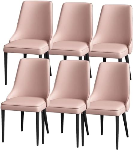 Generisch Esszimmerstuhl-Set mit 6 Stühlen aus Napa-Leder for Wohnzimmer, Lounge, Theke, stabile Beine aus Kohlenstoffstahl(Pink) von Generisch