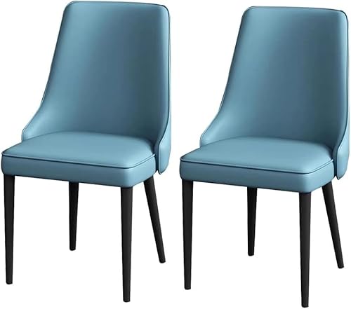 Generisch Esszimmerstuhl aus Leder, 2er-Set, for Küche, Wohnzimmer, Lounge, Thekenstühle, stabile Beine aus Kohlenstoffstahl(Light Blue) von Generisch