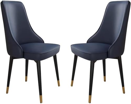 Generisch Esszimmerstuhl aus Mikrofaser-Leder, 2er-Set, for Küche und Wohnzimmer, stabile Metallbeine aus Karbonstahl(Dark Blue) von Generisch