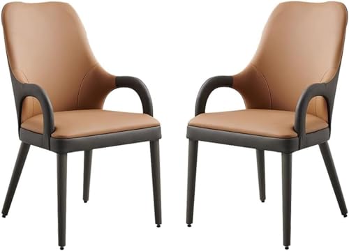 Generisch Esszimmerstuhl mit Holzbeinen, 2er-Set, Mikrofaser-Leder, Küchensessel, Wohnzimmer-Lounge-Theke, Bürostühle(Orange) von Generisch