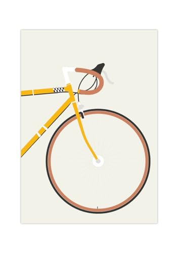 Fahrrad Poster | Bild Rennrad minimalistisch Gelb Beige (A2 (59,4x42 cm)) von Generisch