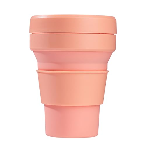 Generisch Faltbarer Silikonbecher To-Go 355ml mit Deckel und Trinkhalm - BPA-frei, platzsparend und umweltfreundlich (Rosa) von Generisch