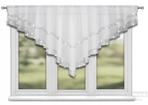 Generisch Fertige Gardine Florencja 400x85 Weiss Zirkone Voile Fensterdekoration Vorhänge von Generisch