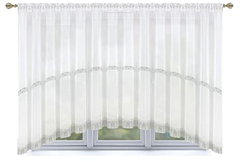 Generisch Fertige Gardine Livorno Zirkone Voile 300x150 WOAL 3m Fensterdekoration Vorhänge Wohnaccessoires & Deko von Generisch