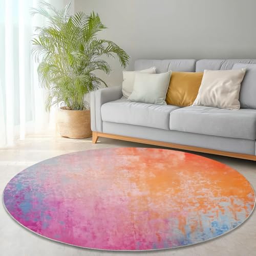 Generisch Flanell Drucke Teppich Rund 100 x 100 cm, Abstrakt Aquarell Hintergrund rutschfest Waschbar Kurzflor Teppiche Dekoration Für Schlafzimmer Sofa Nachttisch - Bunt Generisch Flanell Drucke Teppich Rund 100 x 100 cm, Abstrakt Aquarell Hintergrund rutschfest Waschbar Kurzflor Teppiche Dekoration Für Schlafzimmer Sofa Nachttisch - Bunt von Generisch