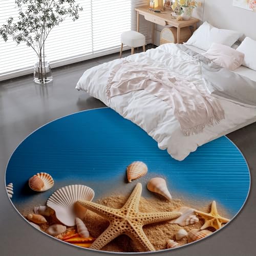 Generisch Flanell Kurzflor Runder Teppich Blau, Natur 3D Strand Seestern Thema Moderner rutschfest Teppiche Rund für Schlafzimmer Esszimmer Studie Kinderzimmer - 150 cm Weich Waschbare Teppich Generisch Flanell Kurzflor Runder Teppich Blau, Natur 3D Strand Seestern Thema Moderner rutschfest Teppiche Rund für Schlafzimmer Esszimmer Studie Kinderzimmer - 150 cm Weich Waschbare Teppich von Generisch
