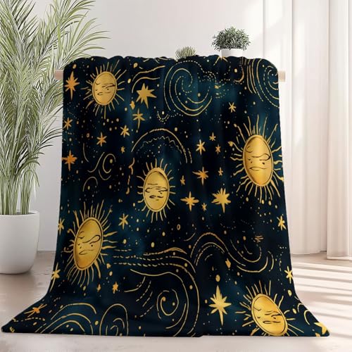 Generisch Flanell Kuscheldecke Abstrakt Sonne Sterne Thema, Schwarz Atmungsaktiv Leicht Überwurf für Sofa Camping Reisen Bett Raumdekoration - 130 x 150 cm Kuscheldecke Reißfestigkeit Generisch Flanell Kuscheldecke Abstrakt Sonne Sterne Thema, Schwarz Atmungsaktiv Leicht Überwurf für Sofa Camping Reisen Bett Raumdekoration - 130 x 150 cm Kuscheldecke Reißfestigkeit von Generisch