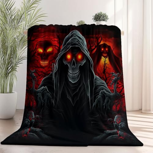 Generisch Flanell Kuscheldecke Gothic Fantasy Sensenmann Thema, Schwarz Rot Atmungsaktiv Leicht Überwurf für Sofa Camping Reisen Bett Raumdekoration - 100 x 130 cm Kuscheldecke Reißfestigkeit Generisch Flanell Kuscheldecke Gothic Fantasy Sensenmann Thema, Schwarz Rot Atmungsaktiv Leicht Überwurf für Sofa Camping Reisen Bett Raumdekoration - 100 x 130 cm Kuscheldecke Reißfestigkeit von Generisch