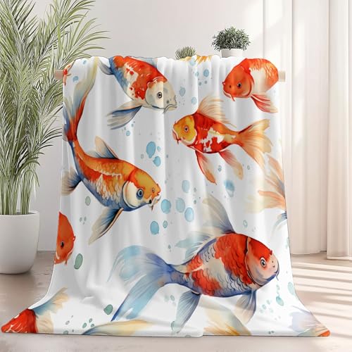 Generisch Flanell Kuscheldecke Tier Aquarell Karpfen Thema, Weiß Orange Atmungsaktiv Leicht Überwurf für Sofa Camping Reisen Bett Raumdekoration - 220 x 240 cm Kuscheldecke Reißfestigkeit Generisch Flanell Kuscheldecke Tier Aquarell Karpfen Thema, Weiß Orange Atmungsaktiv Leicht Überwurf für Sofa Camping Reisen Bett Raumdekoration - 220 x 240 cm Kuscheldecke Reißfestigkeit von Generisch