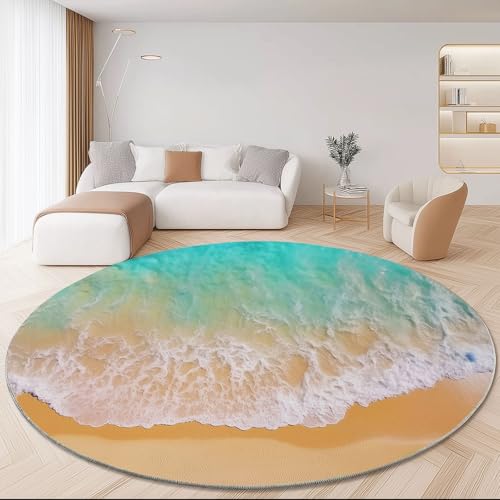 Generisch Flanell Runder Teppich 160 cm - Braun Blau Waschbarer rutschfeste Kurzflor Rund Teppiche mit Natur Küste Strand Drucken, Krabbelmatte Dekoration für Wohnzimmer Kinderzimmer Schlafzimmer Generisch Flanell Runder Teppich 160 cm - Braun Blau Waschbarer rutschfeste Kurzflor Rund Teppiche mit Natur Küste Strand Drucken, Krabbelmatte Dekoration für Wohnzimmer Kinderzimmer Schlafzimmer von Generisch