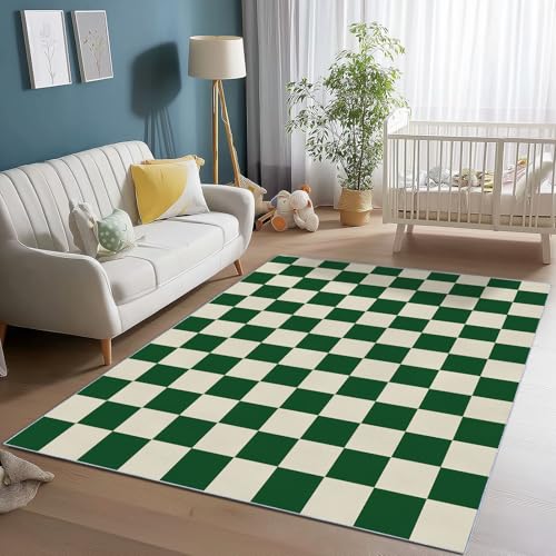 Generisch Flanell Teppich Abstrakt Elegant Kariert Thema, Grün Soft Touch Teppiche 140 x 200 cm für Kinder Wohnzimmer Schlafzimmer - Leicht Zu Reinigen Mit rutschfest Rückendeckung Generisch Flanell Teppich Abstrakt Elegant Kariert Thema, Grün Soft Touch Teppiche 140 x 200 cm für Kinder Wohnzimmer Schlafzimmer - Leicht Zu Reinigen Mit rutschfest Rückendeckung von Generisch