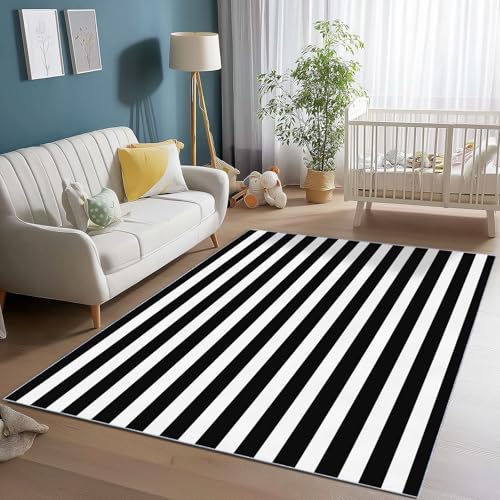 Generisch Flanell Teppich Abstrakt Illustration Linien Thema, Schwarz Weiß Soft Touch Teppiche 160 x 230 cm für Kinder Wohnzimmer Schlafzimmer - Leicht Zu Reinigen Mit rutschfest Rückendeckung Generisch Flanell Teppich Abstrakt Illustration Linien Thema, Schwarz Weiß Soft Touch Teppiche 160 x 230 cm für Kinder Wohnzimmer Schlafzimmer - Leicht Zu Reinigen Mit rutschfest Rückendeckung von Generisch