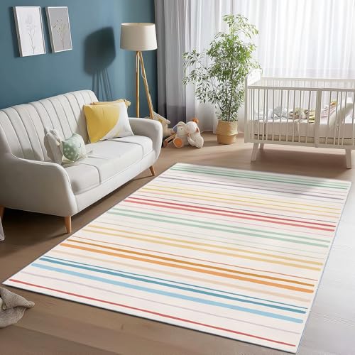 Generisch Flanell Teppich Einfach Design Streifen Thema, Bunt Soft Touch Teppiche 140 x 200 cm für Kinder Wohnzimmer Schlafzimmer - Leicht Zu Reinigen Mit rutschfest Rückendeckung Generisch Flanell Teppich Einfach Design Streifen Thema, Bunt Soft Touch Teppiche 140 x 200 cm für Kinder Wohnzimmer Schlafzimmer - Leicht Zu Reinigen Mit rutschfest Rückendeckung von Generisch
