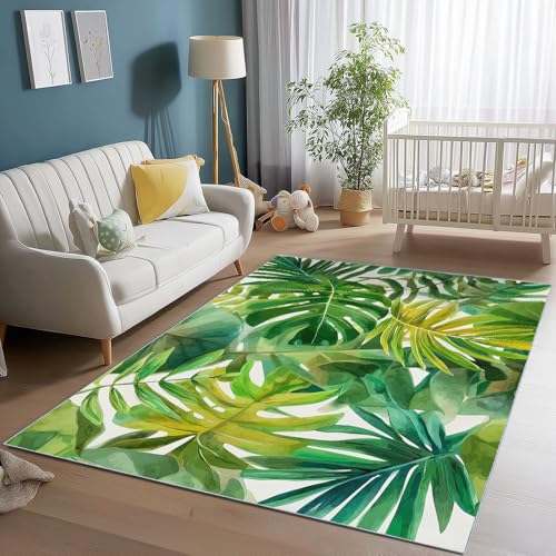 Generisch Flanell Teppich Einfach Pflanzen Palmblätter Thema, Grün Soft Touch Teppiche 120 x 180 cm für Kinder Wohnzimmer Schlafzimmer - Leicht Zu Reinigen Mit rutschfest Rückendeckung Generisch Flanell Teppich Einfach Pflanzen Palmblätter Thema, Grün Soft Touch Teppiche 120 x 180 cm für Kinder Wohnzimmer Schlafzimmer - Leicht Zu Reinigen Mit rutschfest Rückendeckung von Generisch