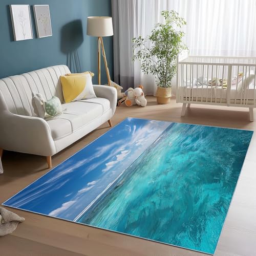 Generisch Flanell Teppich Landschaft Meer Blauer Himmel Thema, Blau Soft Touch Teppiche 160 x 230 cm für Kinder Wohnzimmer Schlafzimmer - Leicht Zu Reinigen Mit rutschfest Rückendeckung Generisch Flanell Teppich Landschaft Meer Blauer Himmel Thema, Blau Soft Touch Teppiche 160 x 230 cm für Kinder Wohnzimmer Schlafzimmer - Leicht Zu Reinigen Mit rutschfest Rückendeckung von Generisch