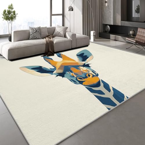 Generisch Flanell Teppich Wohnzimmer Giraffe Bemalt Muster Flauschig Weich rutschfest Abstrakt Kunst Teppiche Fußmatte Living Room Deko Schlafzimmer Flur Läufer Indoor Carpet Spielteppich 160x230 cm von Generisch