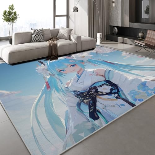 Generisch Flanell Teppich Wohnzimmer Mädchen Muster Flauschig Weich rutschfest Anime Zeichentrick Teppiche Fußmatte Living Room Deko Schlafzimmer Flur Läufer Indoor Carpet Spielteppich 140x200 cm von Generisch