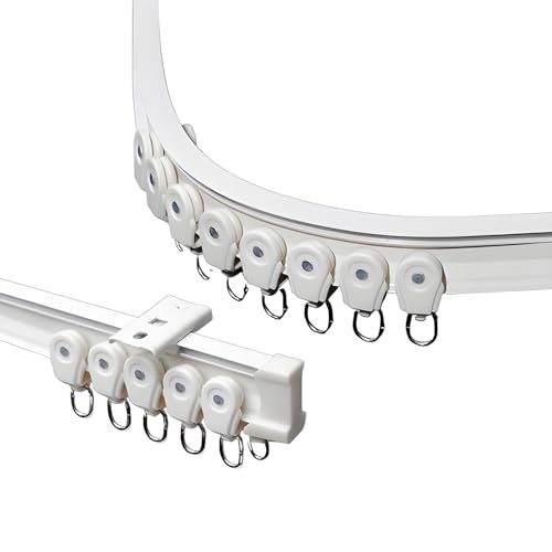 Generisch Flexible Decken-Vorhangschiene 1-5 Meter Mit Stummen Rollen | Biegbare Halterung Inkl für Dusch Erker Raumteiler(4.8m) von Generisch