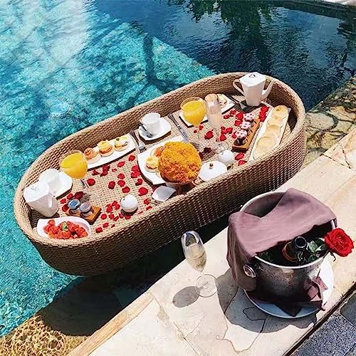 Generisch Floating Rattan Tray - Oval Woven Serving Tray for Swimming Pool - Outdoor Breakfast Tray Generisch Floating Rattan Tray - Oval Woven Serving Tray for Swimming Pool - Outdoor Breakfast Tray von Generisch