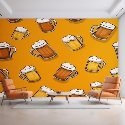 Generisch Fototapete Bierkrug 416X254 cm, Tapete Bier Gelbe Abstrakte Wohnzimmer Schlafzimmer, Vliestapete, Tapeten Wandtapete, Motivtapete Deko EL&D45 von Generisch