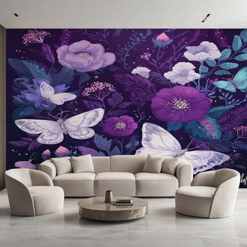 Generisch Fototapete Weiß Schmetterling 300X210 cm, Tapete Lila Blumen Insekt Wohnzimmer Schlafzimmer, Vliestapete, Tapeten Wandtapete, Motivtapete Deko EL&D53 Generisch Fototapete Weiß Schmetterling 300X210 cm, Tapete Lila Blumen Insekt Wohnzimmer Schlafzimmer, Vliestapete, Tapeten Wandtapete, Motivtapete Deko EL&D53 von Generisch